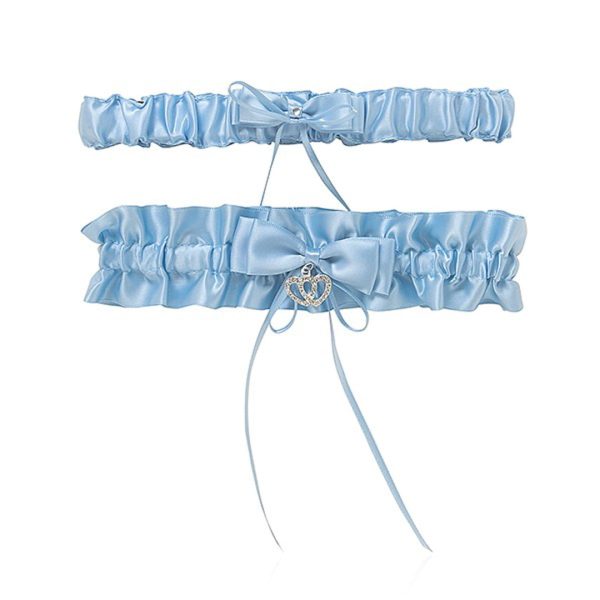 Blue Satin & Lace Double Garter 561b
