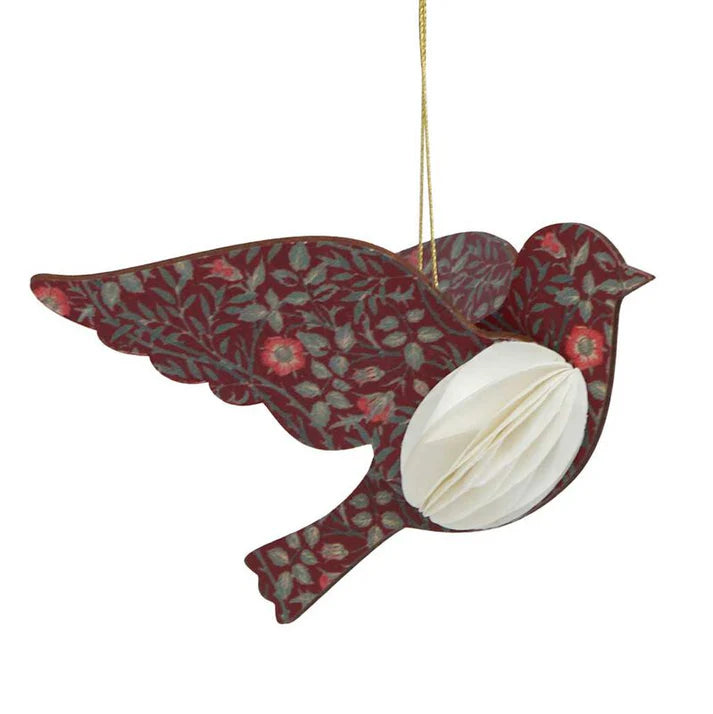 Vintage Pattern Hanging Bird Burgundy