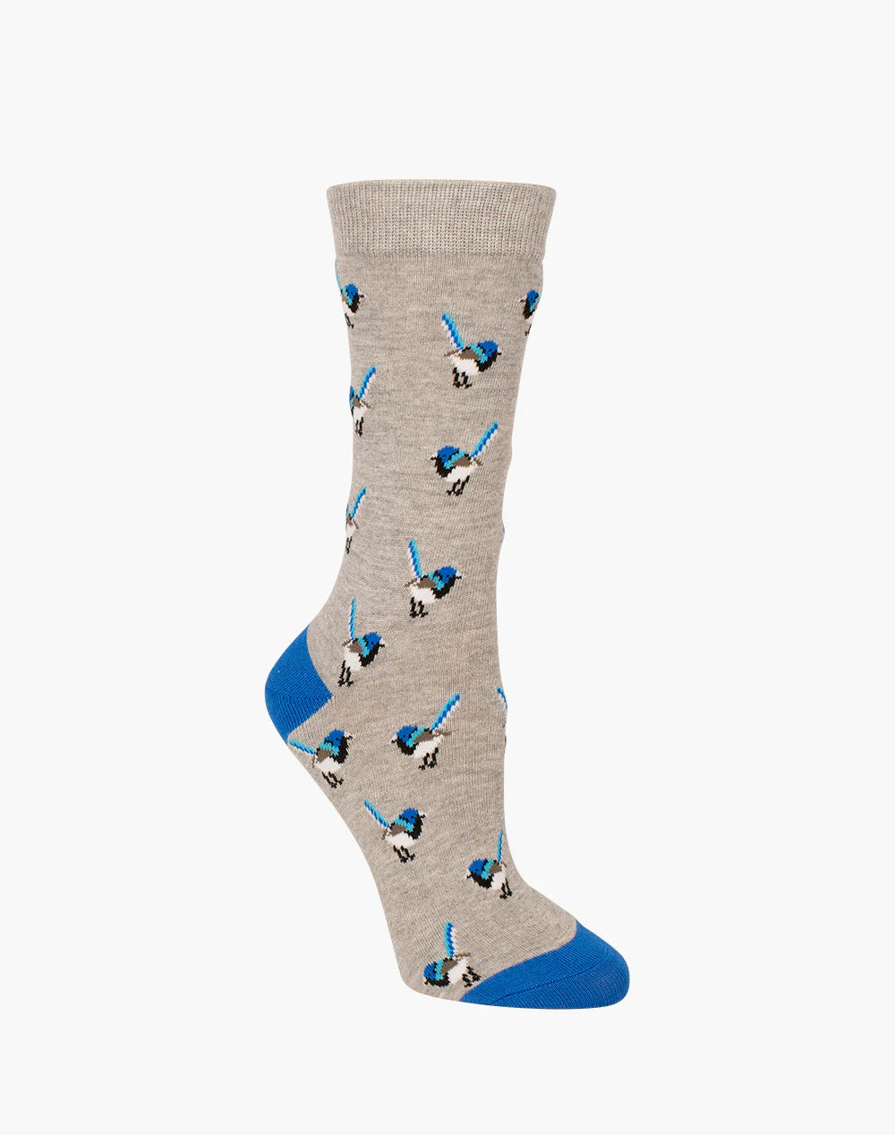 W Blue Wren Light Grey Bamboo Sock