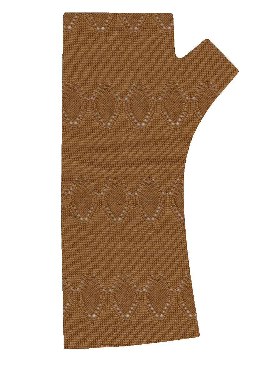 Regular Length Ochre Marquise Knit Merino Fingerless Gloves