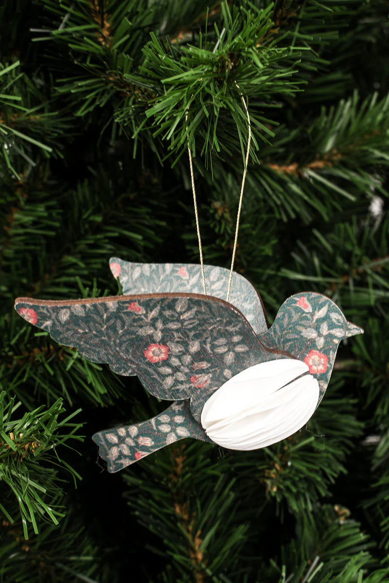 Vintage Pattern Hanging Bird Green