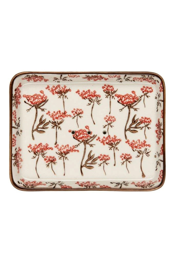 Floral Red Soap Dish