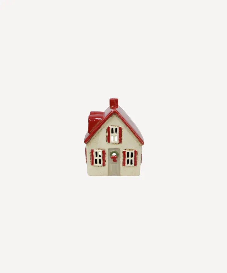 Alsace Tea Light Cottage Cream with Shutters (YA0066)