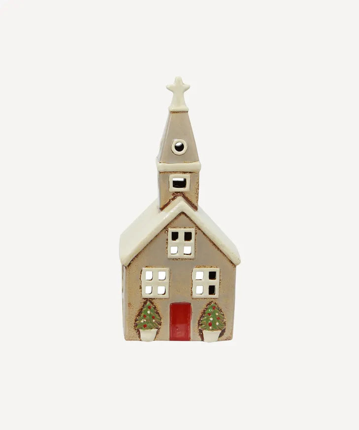 Alsace Tea Light Church Christmas Stone (YA0060)