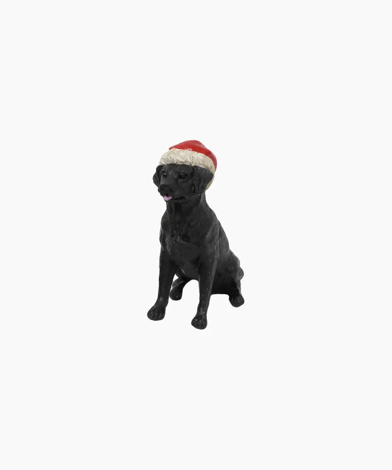 Black Dog with Santa Hat