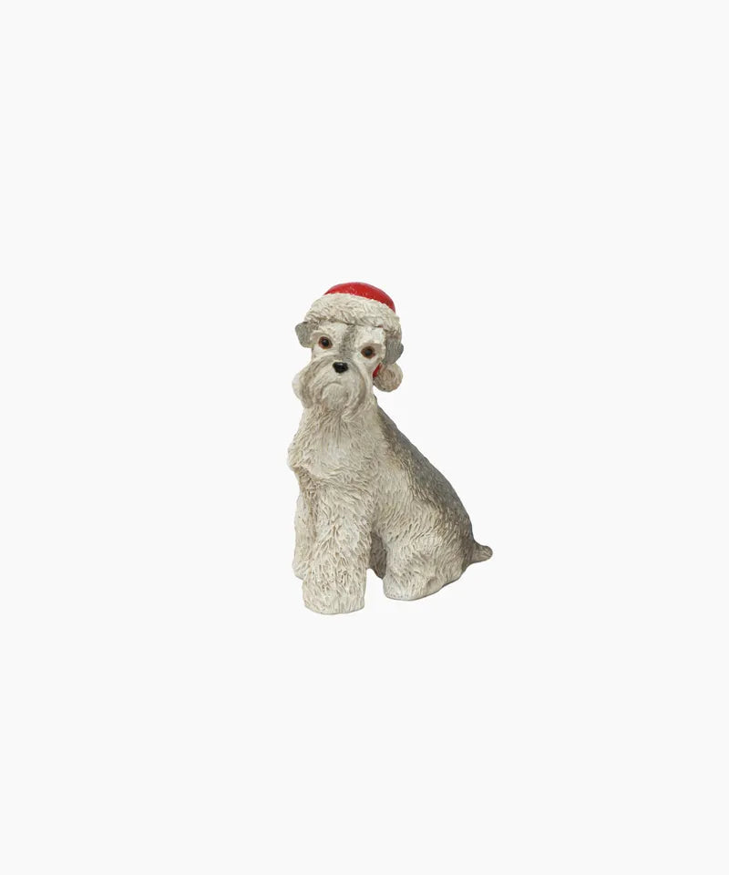 Schnauzer with Santa Hat