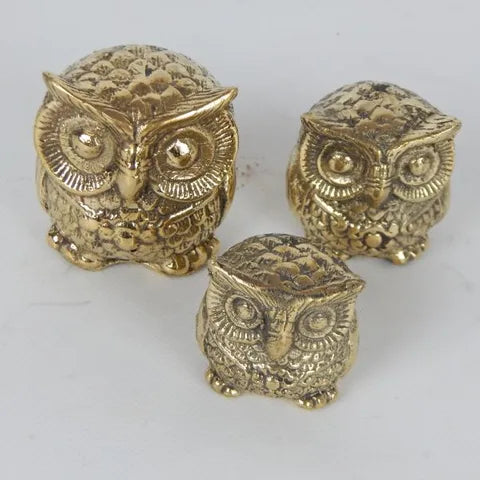 Brass Owls Set of 3