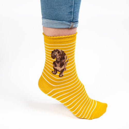 Wrendale Socks Dog Mustard