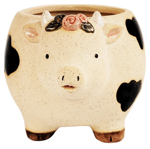 Cow with Flowers Planter Sand