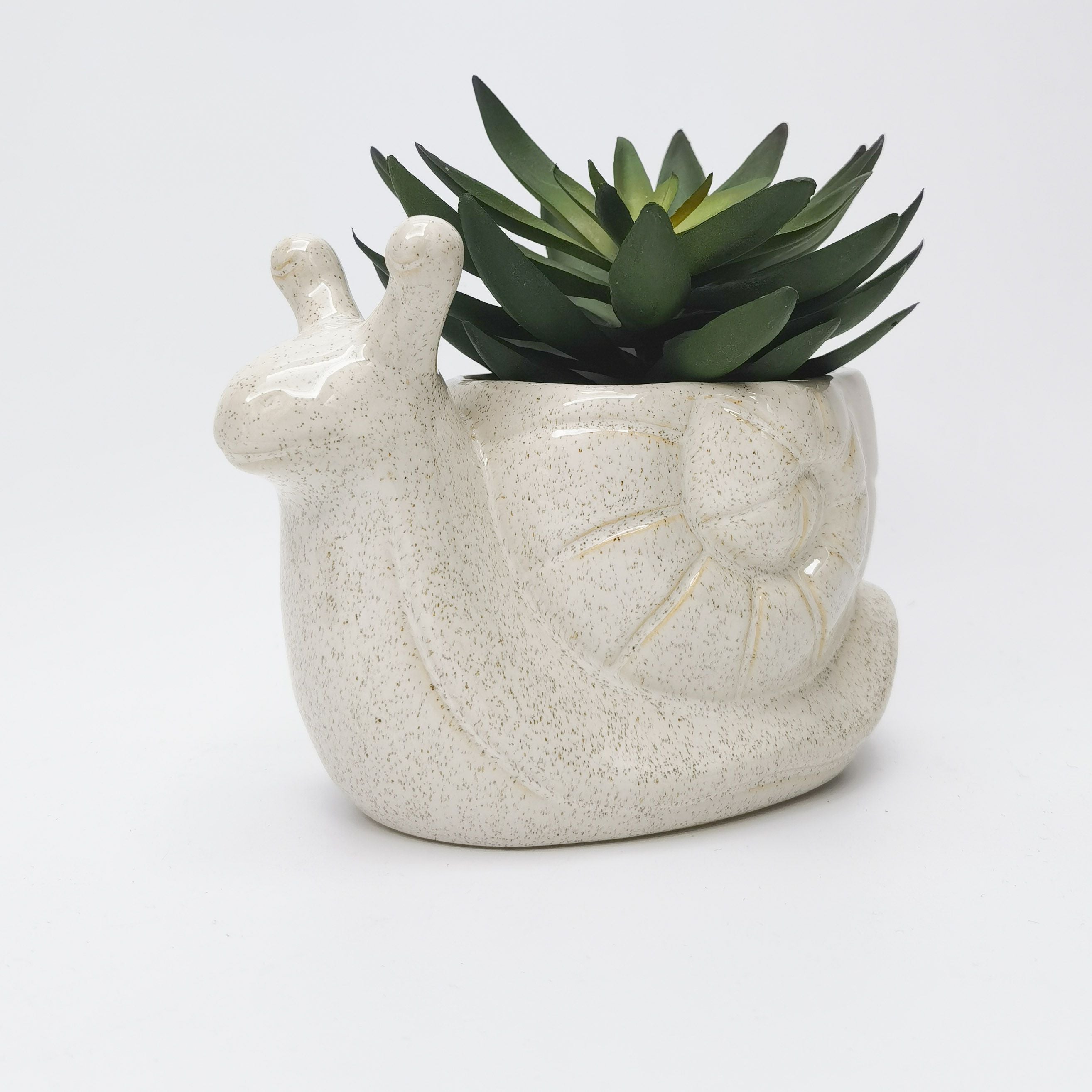 Snail Planter Speckle White 15cm