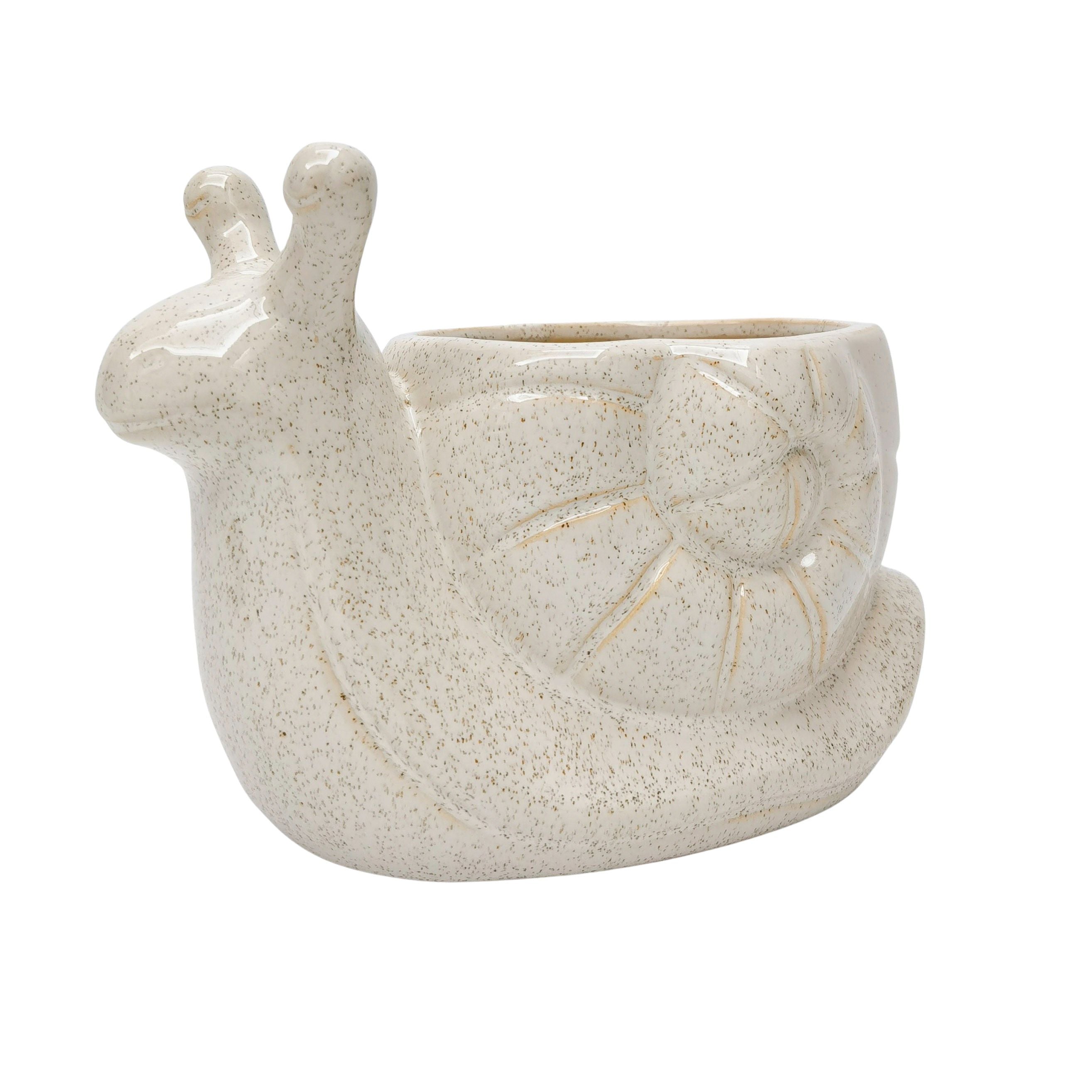 Snail Planter Speckle White 15cm