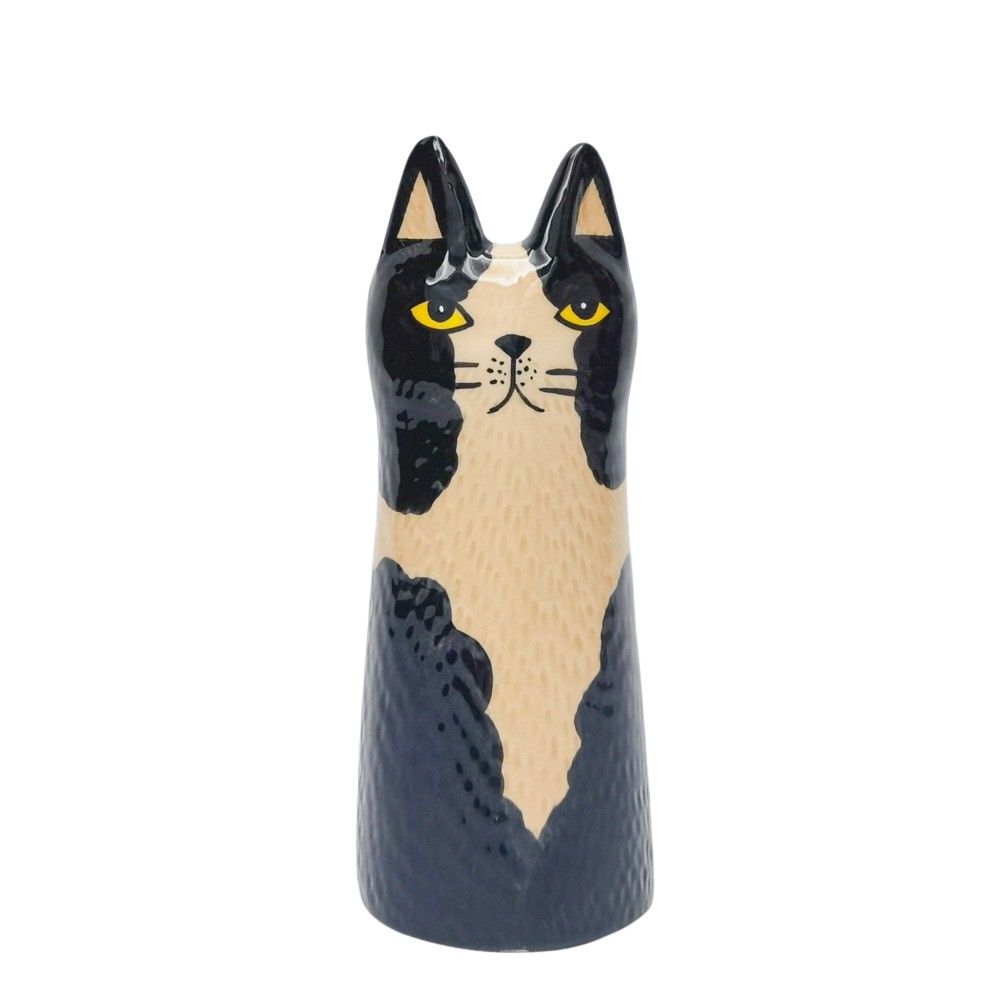 Bailey Cat Vase Black & White 15cm