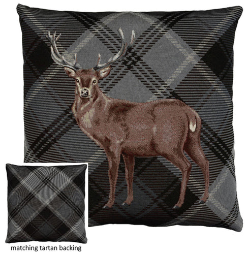 Deer & Grey Tartan Cushion
