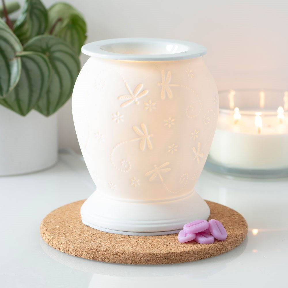 Dragonfly White Ceramic Electric Wax/Oil Burner