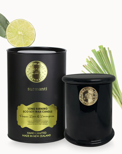 Persian Lime & Lemongrass Long Burning Organic Coconut Wax Candle - Odour Eliminator