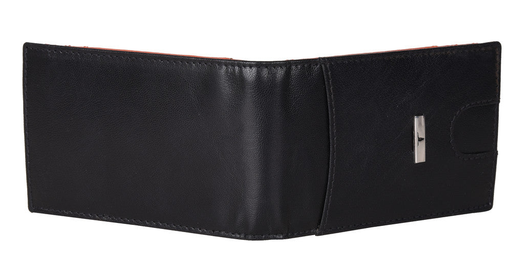 Eddy Slim Leather Wallet Black/Papyaya