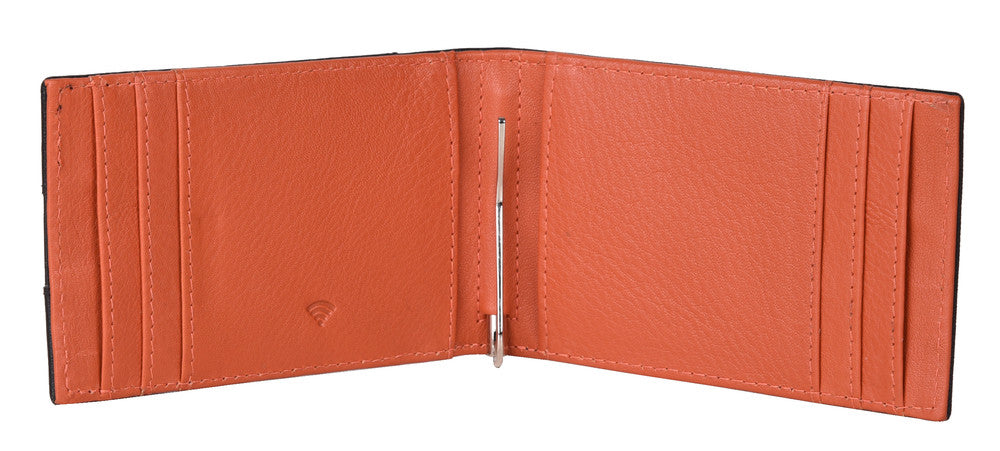 Eddy Slim Leather Wallet Black/Papyaya