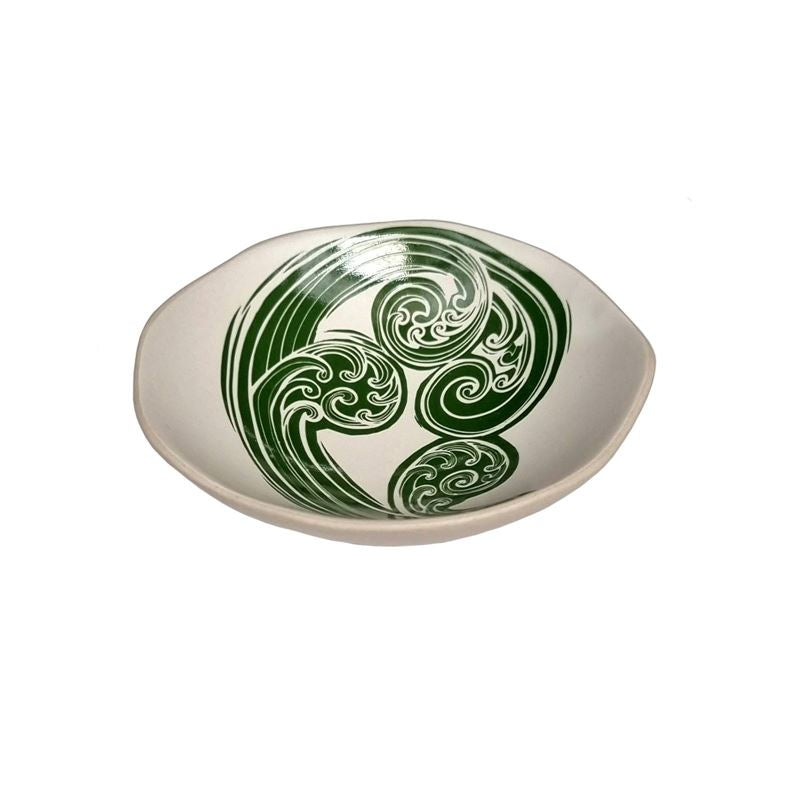 Ponga 2 Green & White 7cm Porcelain Bowl