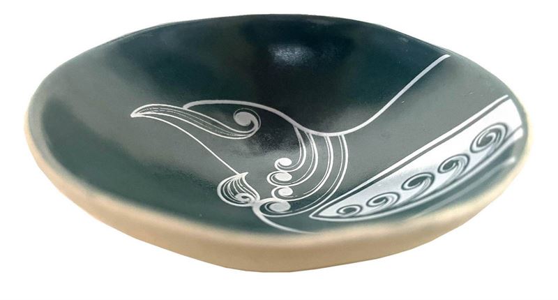 Gc Tui White on Teal 7cm Porcelain Bowl