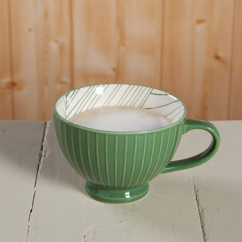 Elm Green Stamoed Stoneware Mug