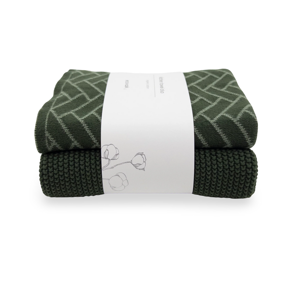 Kitchen Towel Duo Forest Herringbone