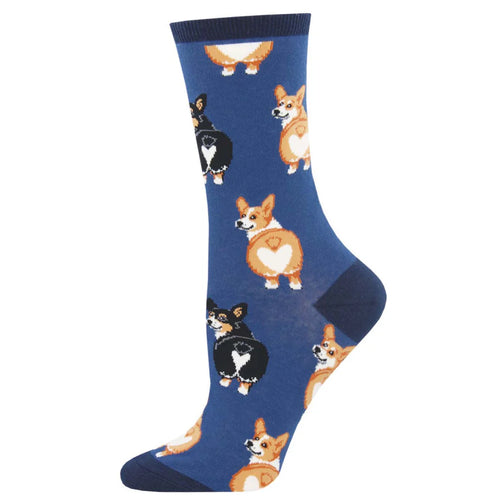 W Corgi Butt Blue Socks