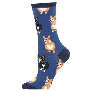 W Corgi Butt Blue Socks