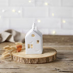 Cat on Roof Porcelain Tealight House