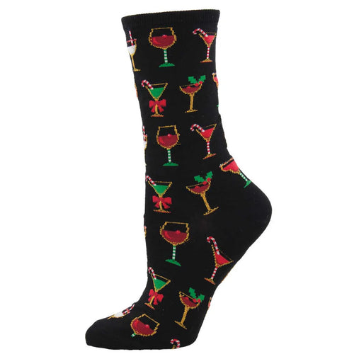 W Christmas Cocktails Black Socks