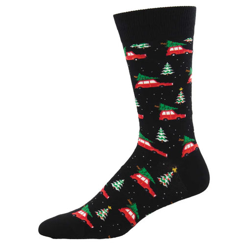 M Christmas Cars Black Socks