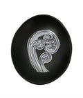 White Ponga Detail on Black 10cm Porcelain Bowl