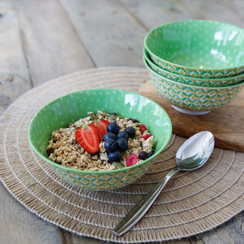 MK Bowl 15.5cm Green Geometric