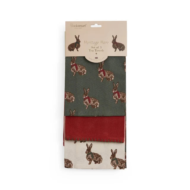 Heritage Hare 3Pk Tea Towels