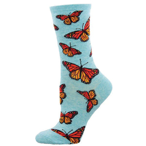 W Social Butterfly Blue Heather Sock