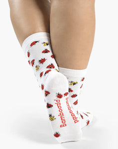 W Ladybug White Bamboo Sock