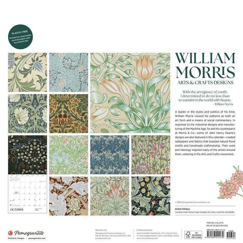 Arts & Crafts Designs 2027 Wall Calendar