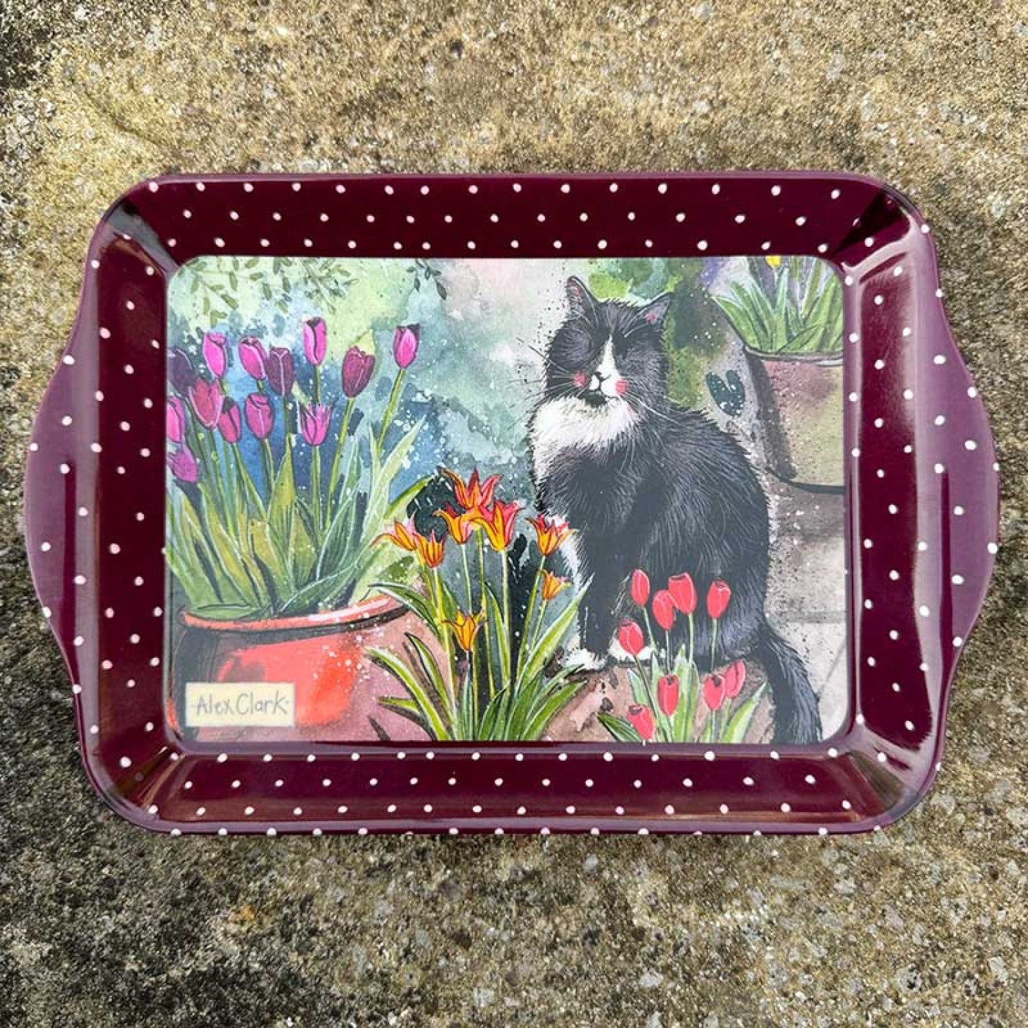 Small Cat & Tulips Tray