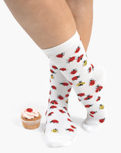 Load image into Gallery viewer, W Ladybug White Bamboo Sock