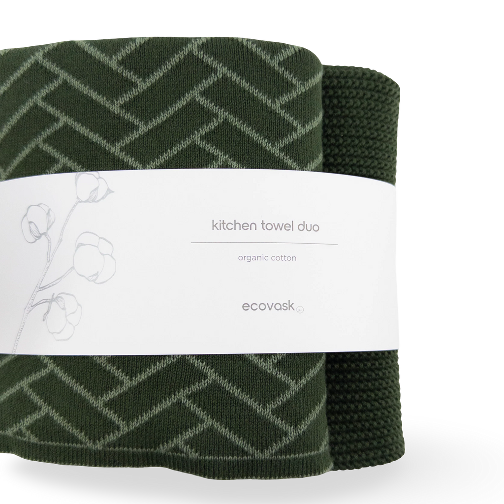 Kitchen Towel Duo Forest Herringbone