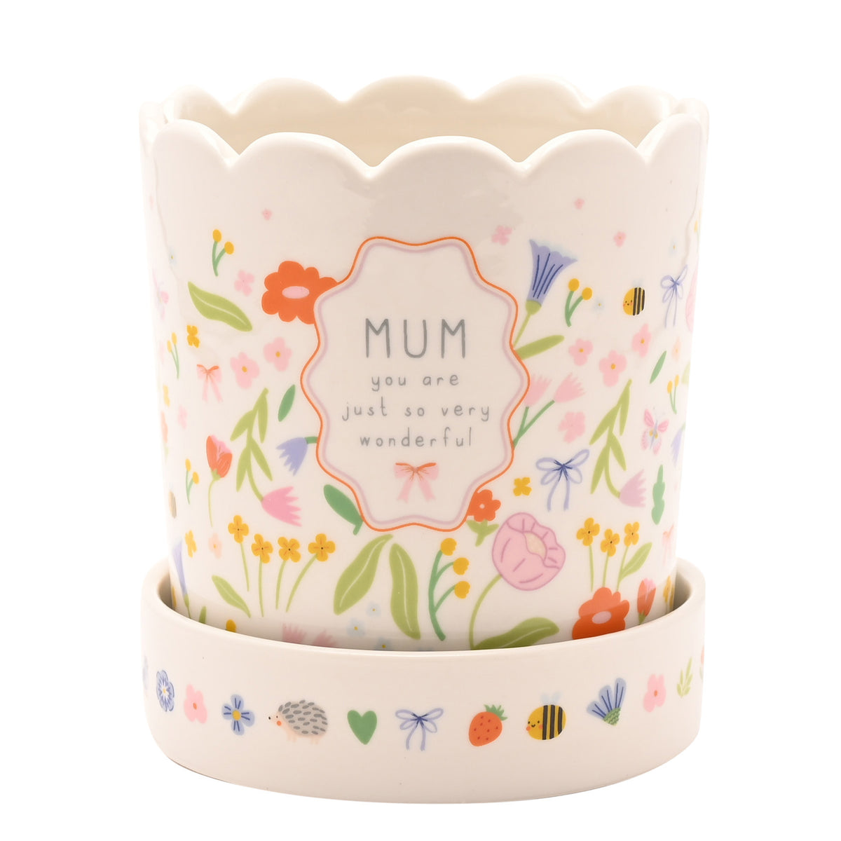 Love Life Planter with tray Mum
