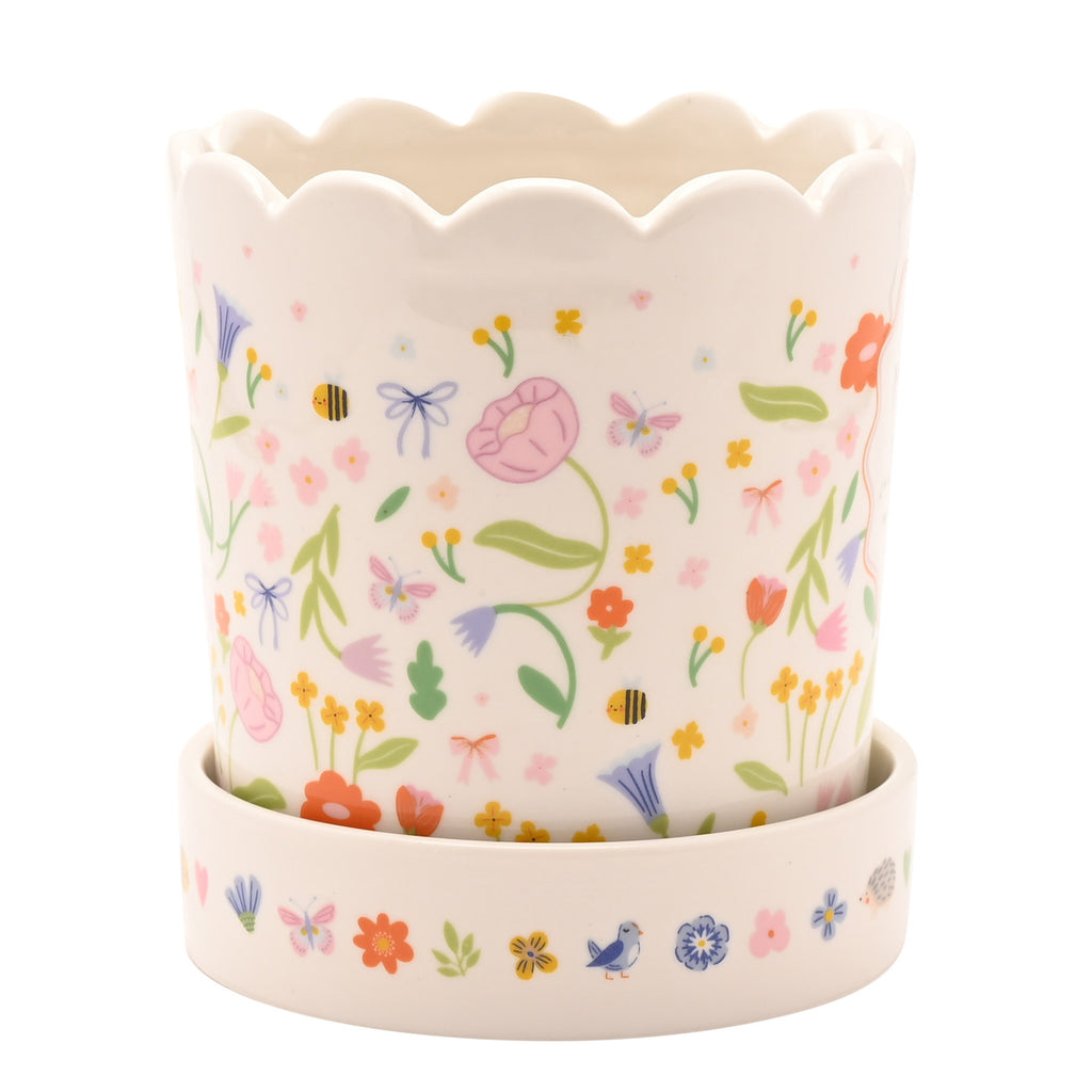 Love Life Planter with tray Mum