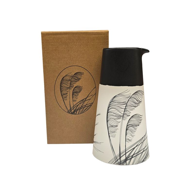 Toetoe Black on White Porcelain Jug