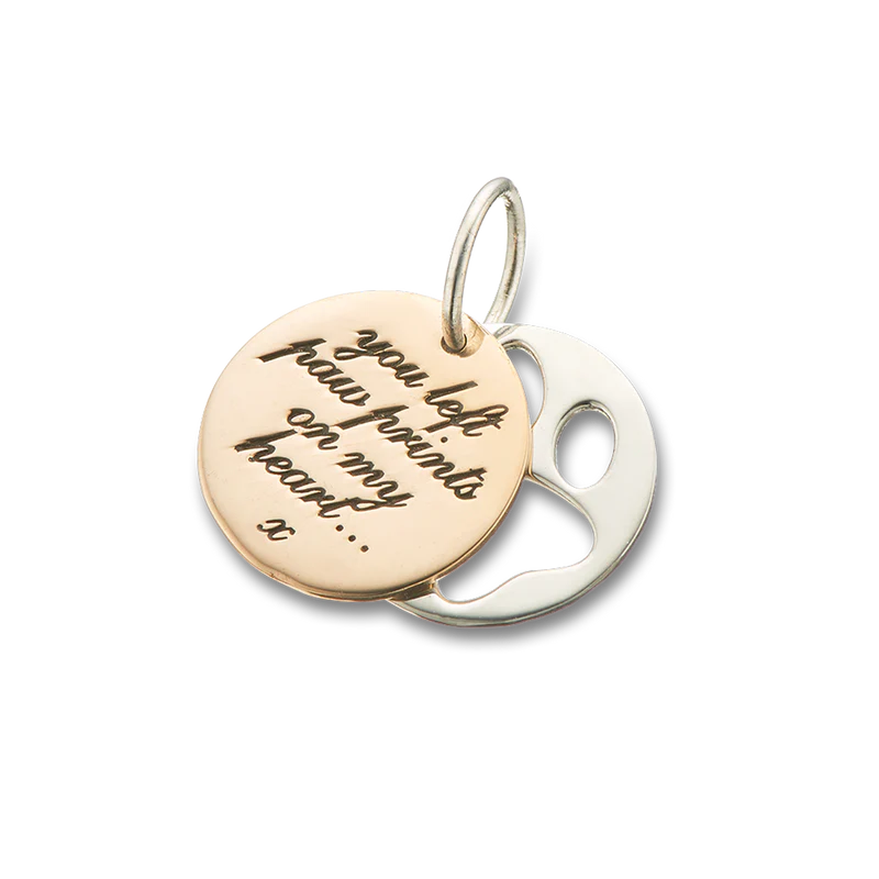 Paw Prints on my Heart Slider Charm Sterling Silver & Bronze