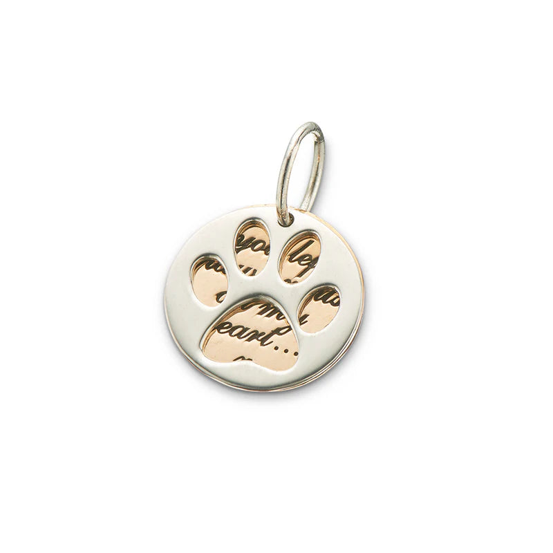 Paw Prints on my Heart Slider Charm Sterling Silver & Bronze