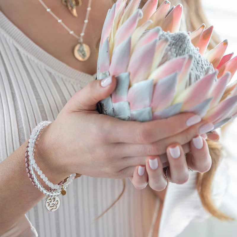 Paw Prints on my Heart Slider Charm Sterling Silver & Bronze