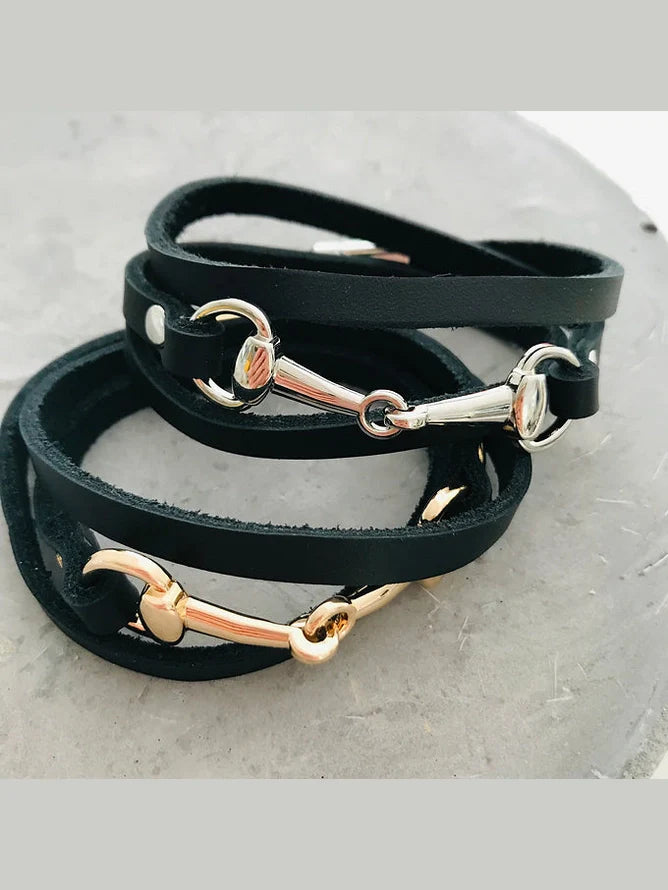 HOY Leather Snaffle Bangle