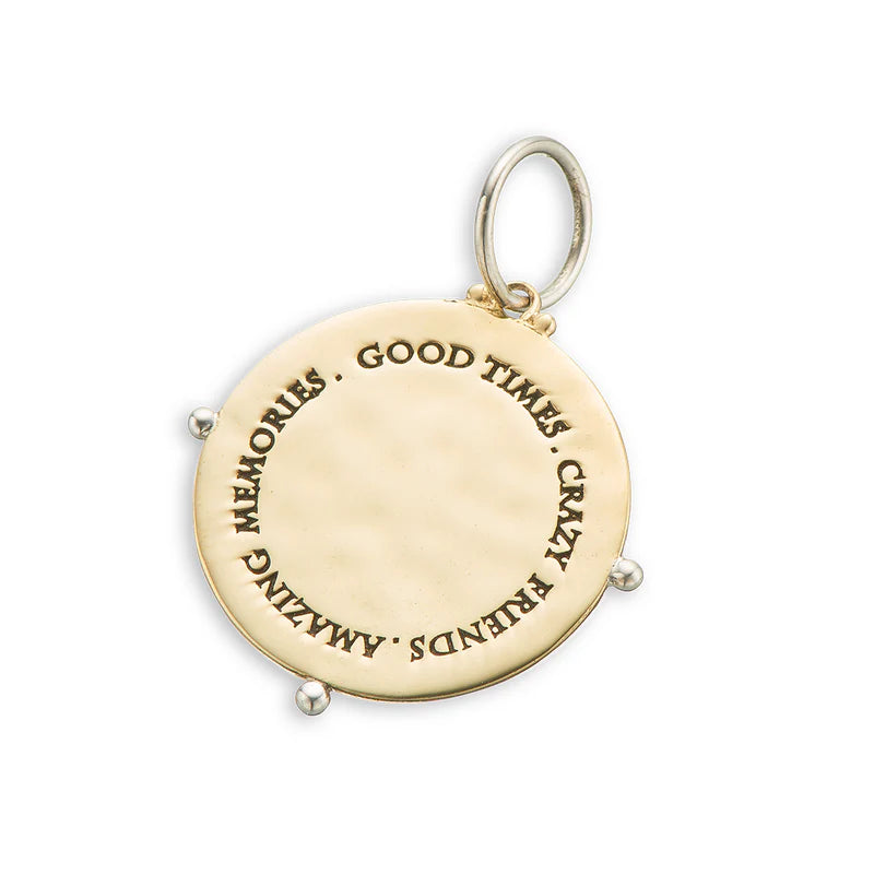 Crazy Friends Amazing Memories Charm Brass & Sterling Silver