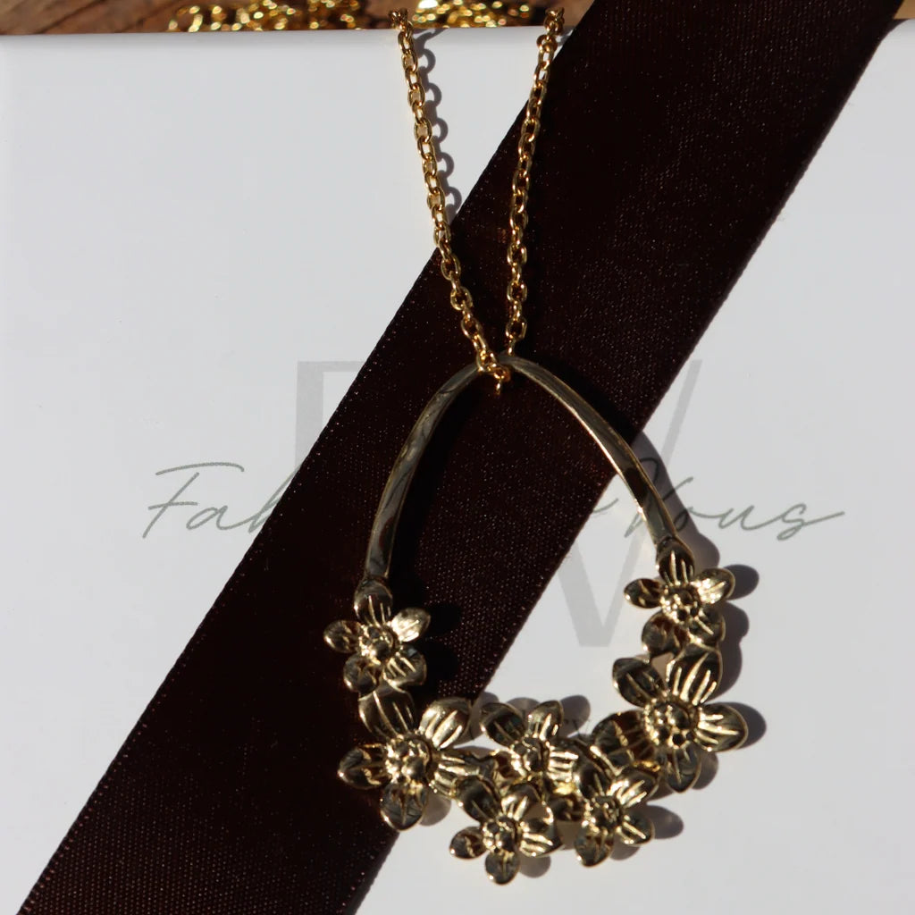 Steel Me Stainless Yellow Gold Flower Necklace 85cm