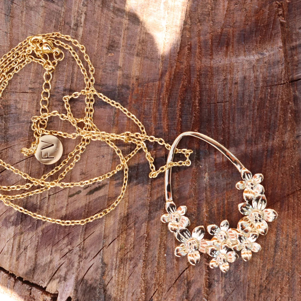 Steel Me Stainless Yellow Gold Flower Necklace 85cm