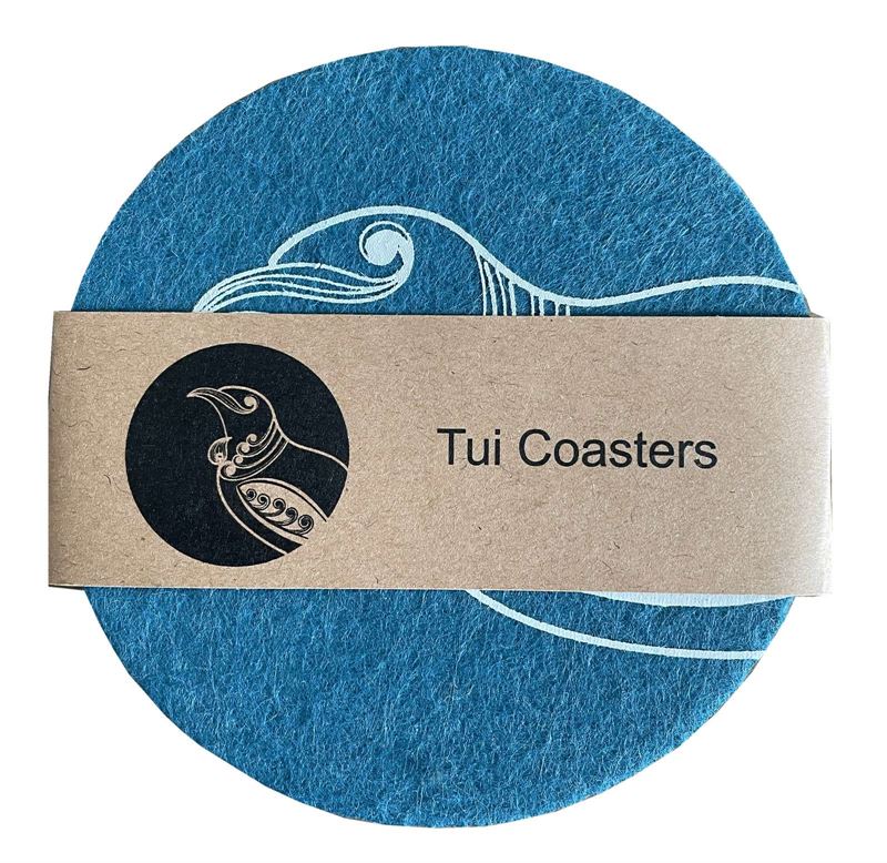 Tui On Teal Set of 4 Eco Felt Coaster
